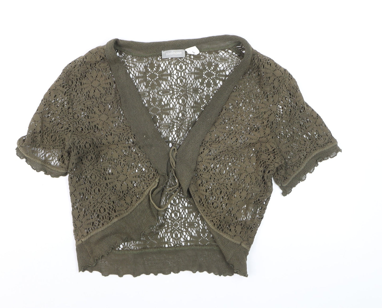 Steilmann Women’s Green Crochet Cropped Tie Blouse Size L