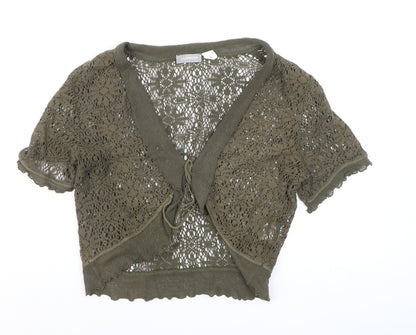 Steilmann Women’s Green Crochet Cropped Tie Blouse Size L