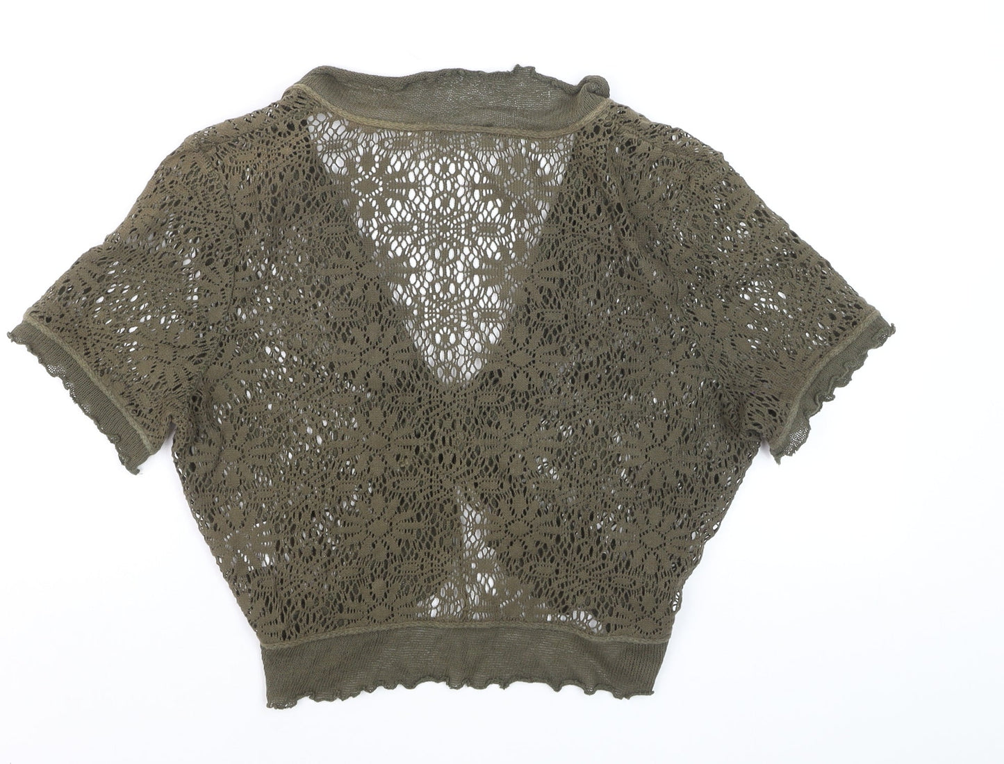 Steilmann Women’s Green Crochet Cropped Tie Blouse Size L