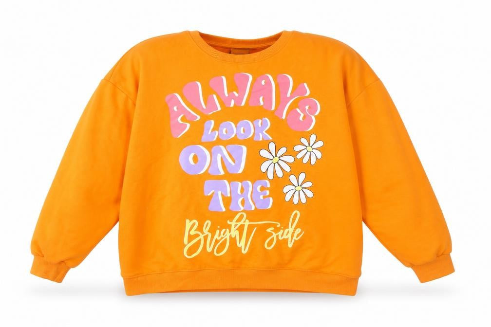 Primark Women’s Orange Graphic Pullover Sweatshirt Size L Relaxed Fit