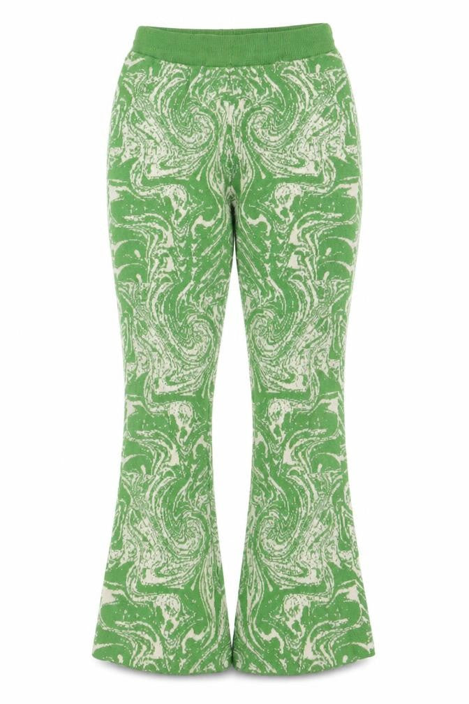 Daisy Street Womens Green Flared Knit Trousers Size 18