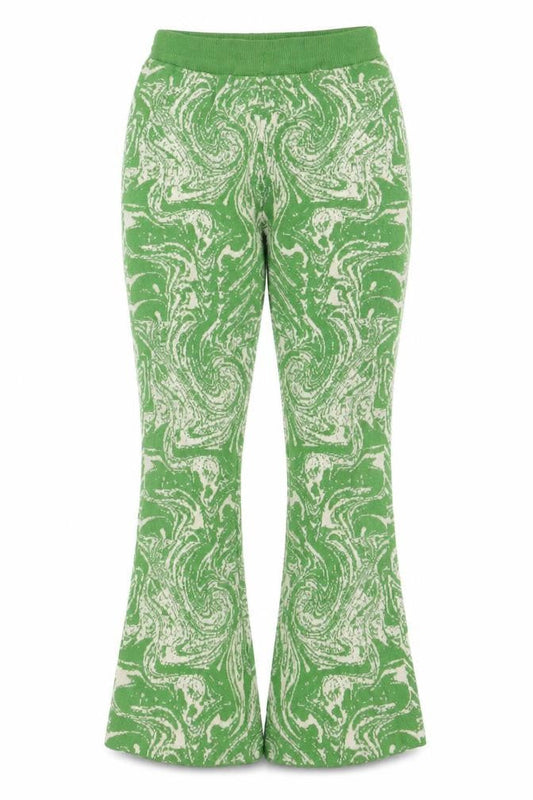 Daisy Street Womens Green Flared Knit Trousers Size 18