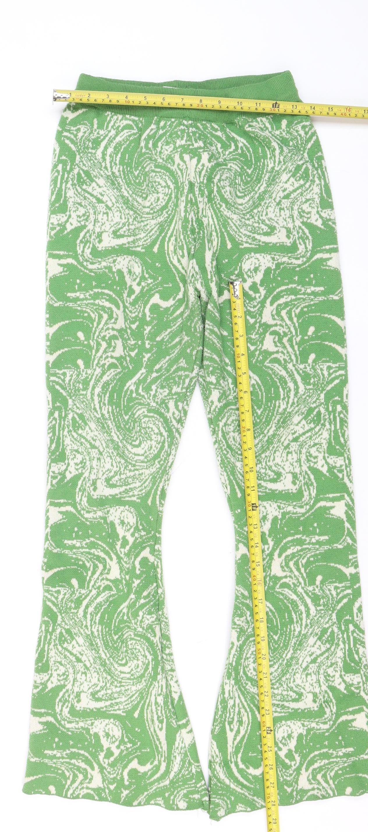 Daisy Street Womens Green Flared Knit Trousers Size 18