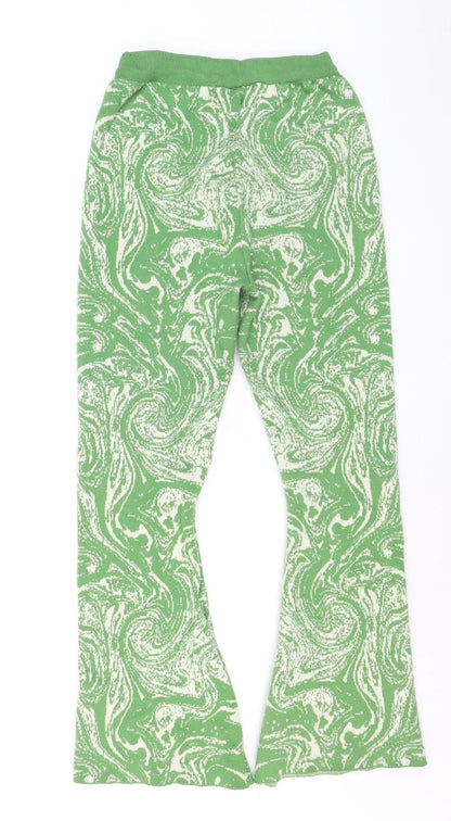 Daisy Street Womens Green Flared Knit Trousers Size 18