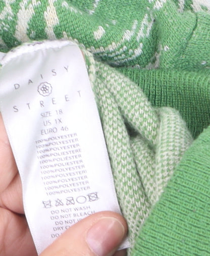 Daisy Street Womens Green Flared Knit Trousers Size 18