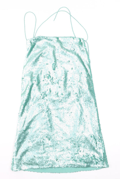 ASOS Women’s Green Sequin Slip Dress Size 8 Party Sleeveless