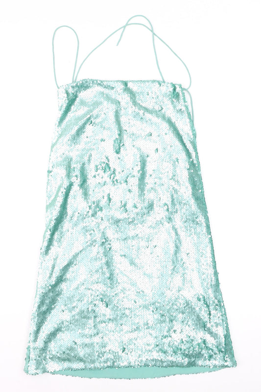 ASOS Women’s Green Sequin Slip Dress Size 8 Party Sleeveless