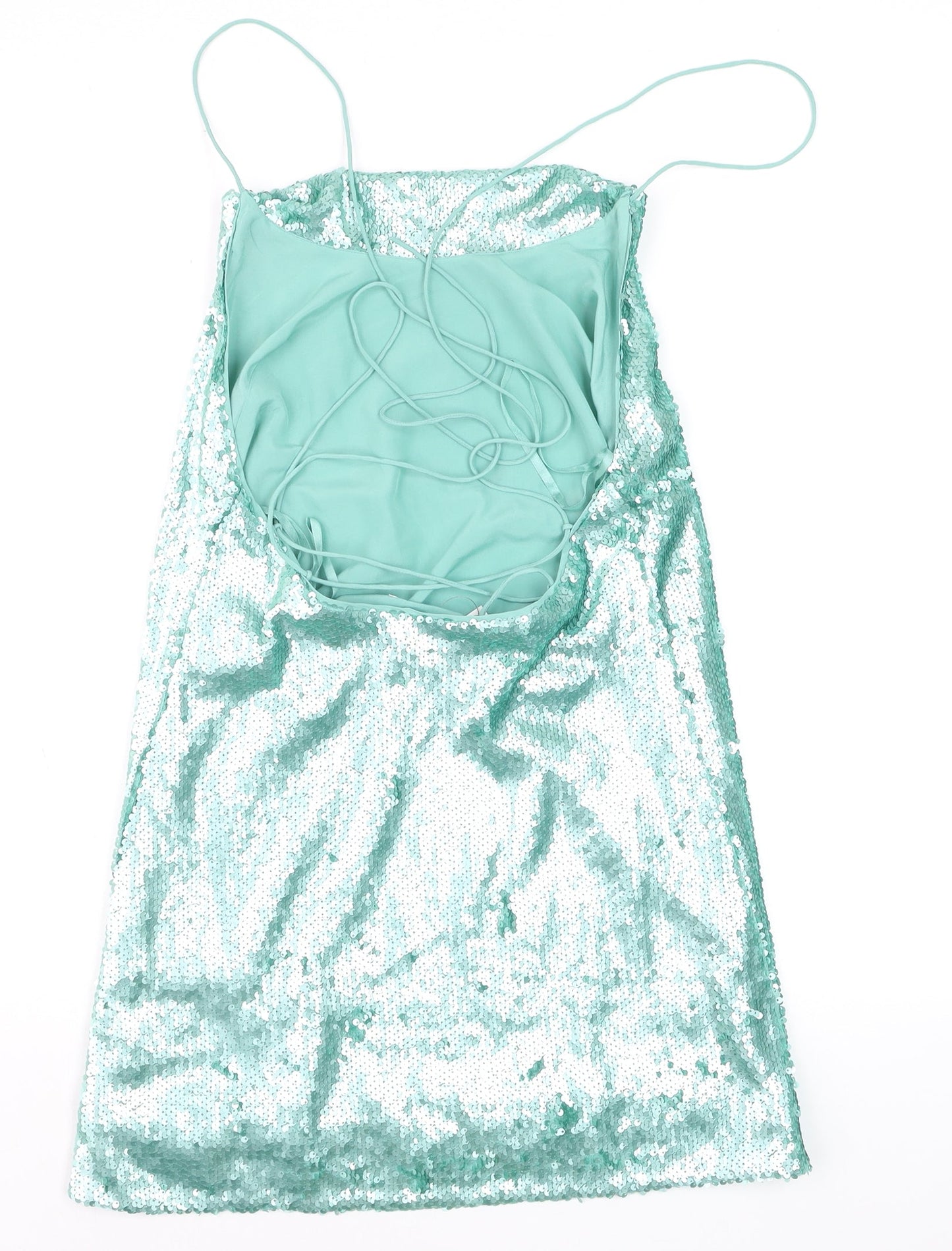 ASOS Women’s Green Sequin Slip Dress Size 8 Party Sleeveless