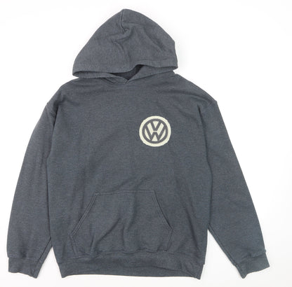 Gildan Men's Grey Pullover Hoodie VW Wolfsburg Mechanic Logo M