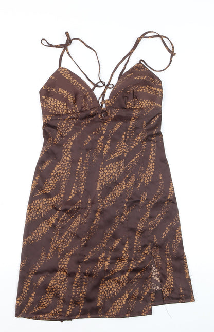 Urban Outfitters Women Brown Animal Print Slip Dress S