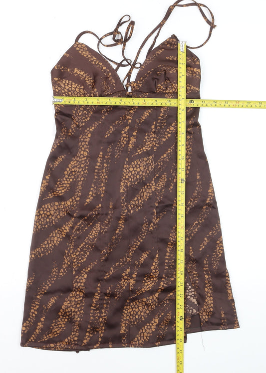Urban Outfitters Women Brown Animal Print Slip Dress S