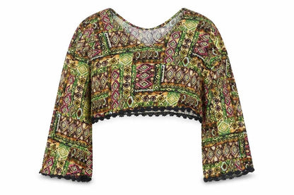 One Sunday Women’s Multicoloured Geometric Cropped Viscose Blouse M