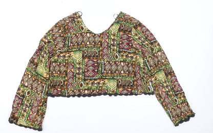 One Sunday Women’s Multicoloured Geometric Cropped Viscose Blouse M