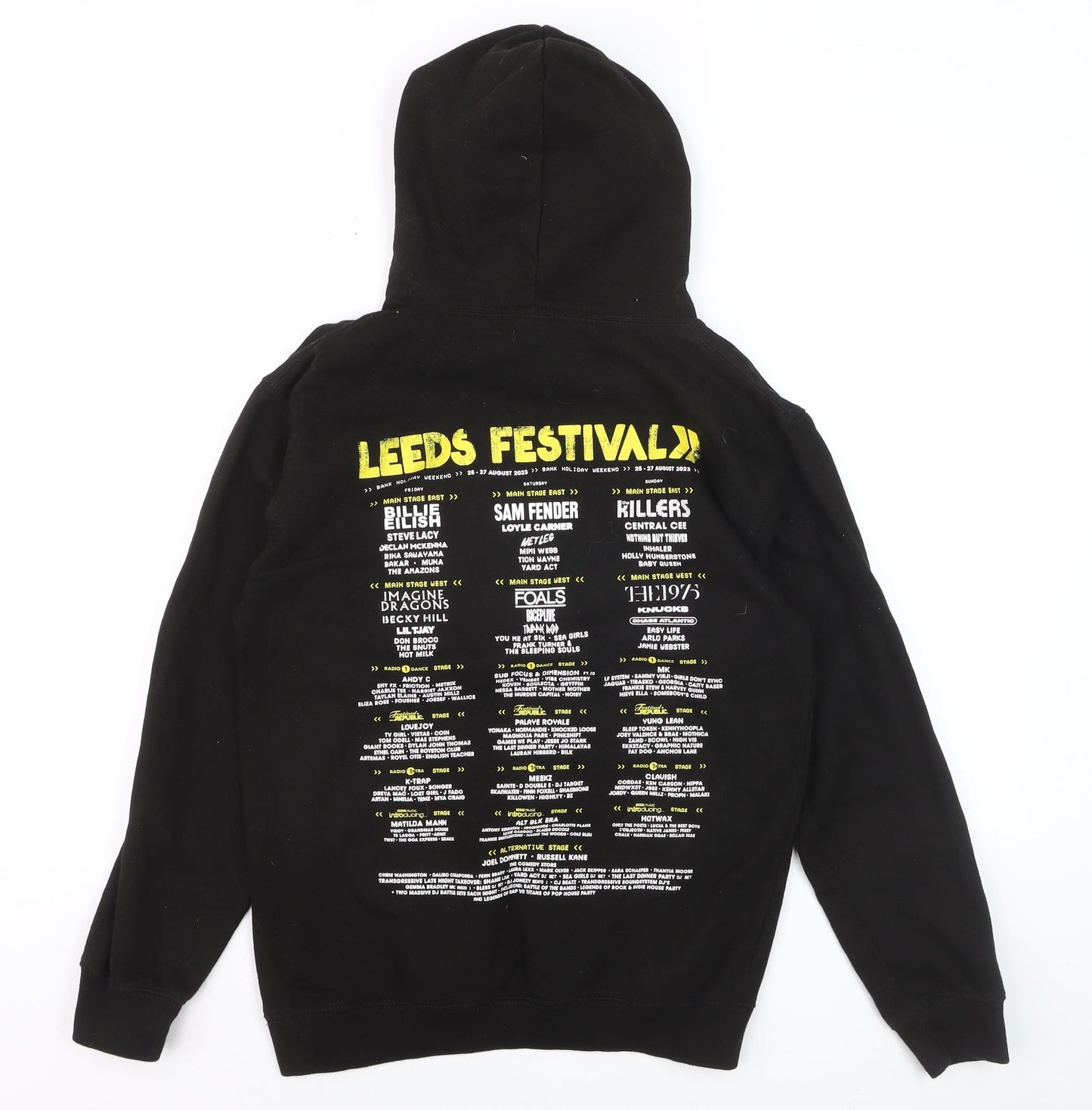 AWDis Mens Black Leeds Festival 2023 Pullover Hoodie Size S