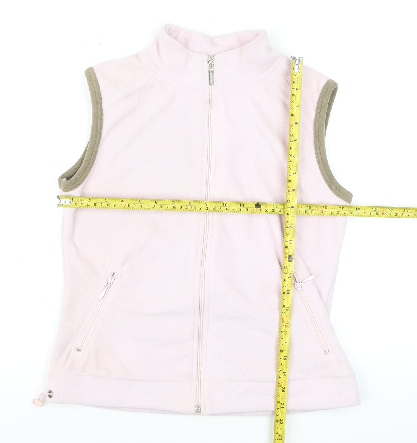 ELLE Sport Women's Pink Fleece Sleeveless Zip Waistcoat Size 12