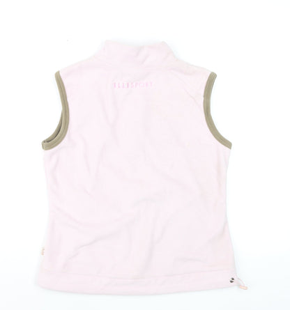 ELLE Sport Women's Pink Fleece Sleeveless Zip Waistcoat Size 12