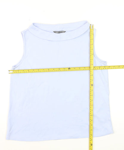 Laura Ashley Women’s Blue Cotton Sleeveless Roll Neck Tank Top Size 14