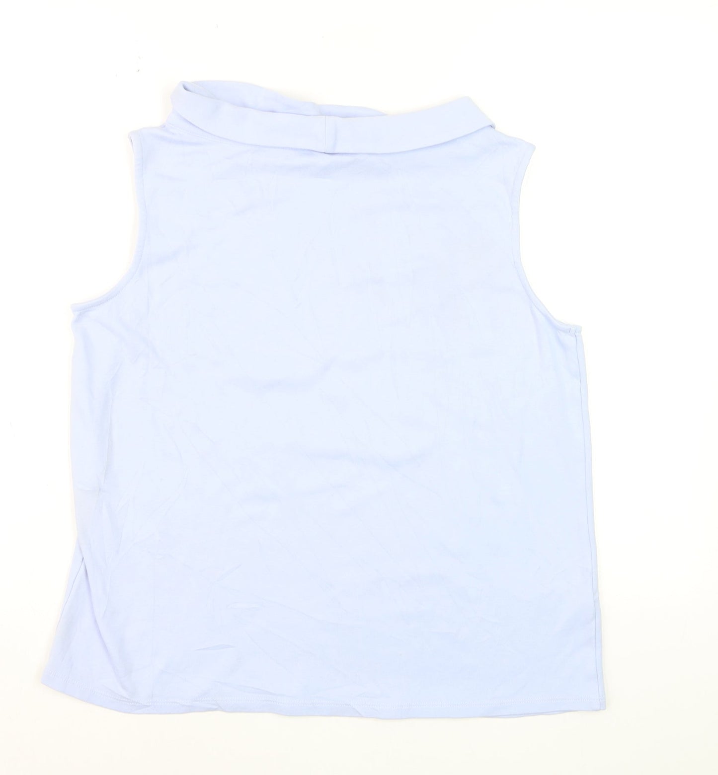 Laura Ashley Women’s Blue Cotton Sleeveless Roll Neck Tank Top Size 14