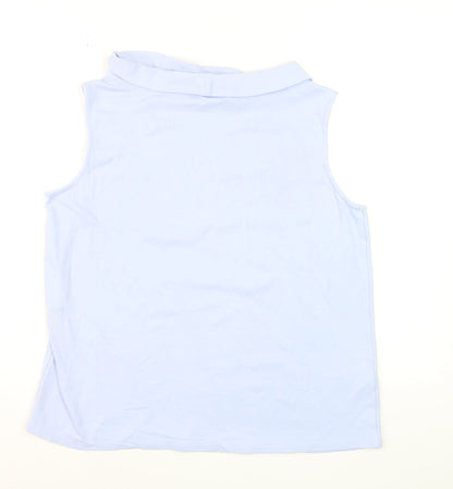 Laura Ashley Women’s Blue Cotton Sleeveless Roll Neck Tank Top Size 14