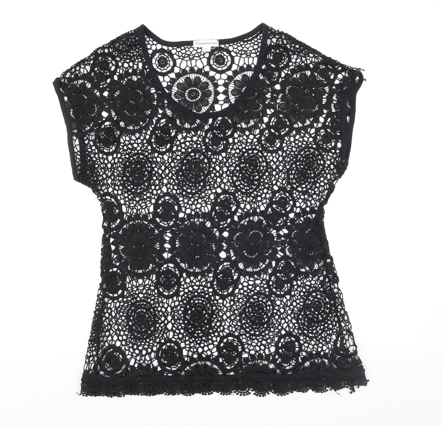 Warehouse One Women’s Black Crochet Lace Blouse Size M