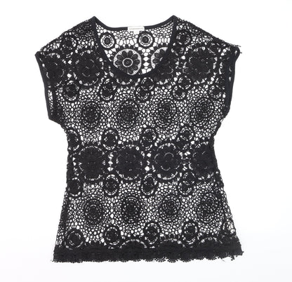Warehouse One Women’s Black Crochet Lace Blouse Size M