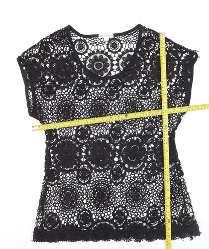 Warehouse One Women’s Black Crochet Lace Blouse Size M
