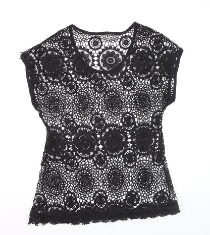 Warehouse One Women’s Black Crochet Lace Blouse Size M