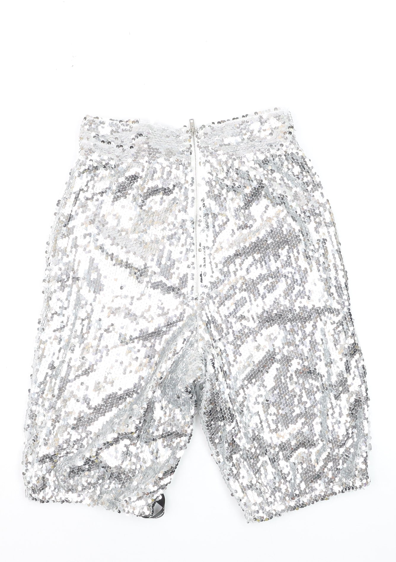 PrettyLittleThing Women’s Silver Sequin Biker Shorts Size 4