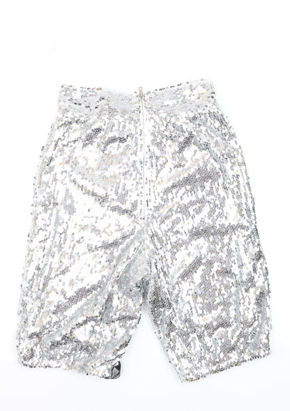 PrettyLittleThing Women’s Silver Sequin Biker Shorts Size 4