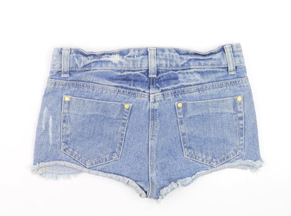 Denim Co. Women's Blue Size 8 Cut-Off Denim Shorts Bohemian Paisley