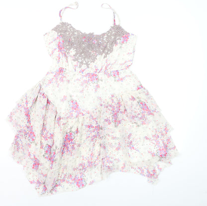 Monsoon Fusion Women’s Multicoloured Floral Asymmetric Ruffle Dress Size 12