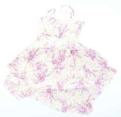 Monsoon Fusion Women’s Multicoloured Floral Asymmetric Ruffle Dress Size 12