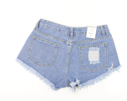 Fashion Jeans Women's Blue Denim Cut-Off Shorts Size M