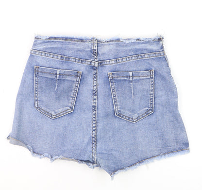 DYSIE Womens Blue Denim Lace Up Cut-Off Shorts Size 8