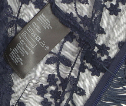 George Women’s Blue Lace Fringe Cardigan Size 12 Boho Kimono Style