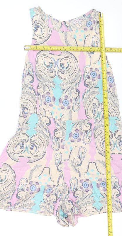 Be Beau Women's Multicoloured Paisley Zip-Back Sleeveless Playsuit Size 14