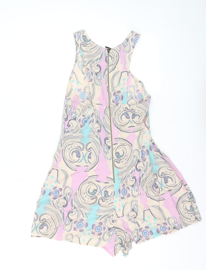Be Beau Women's Multicoloured Paisley Zip-Back Sleeveless Playsuit Size 14