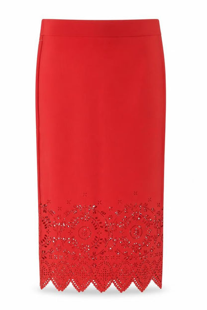Next Women Red Midi Pencil Skirt Size 8 Stretch High Waist Elegant