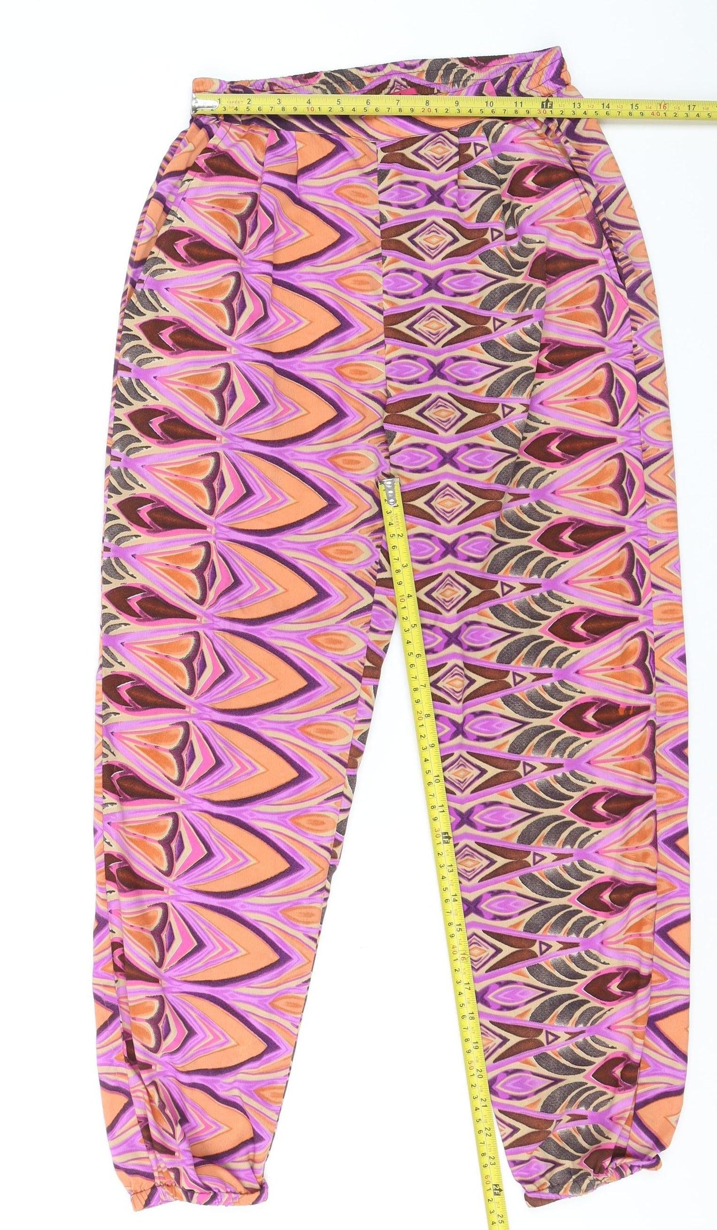 Boohoo Womens Multicoloured Geometric Harem Trousers Size 8