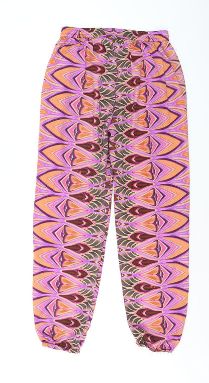 Boohoo Womens Multicoloured Geometric Harem Trousers Size 8