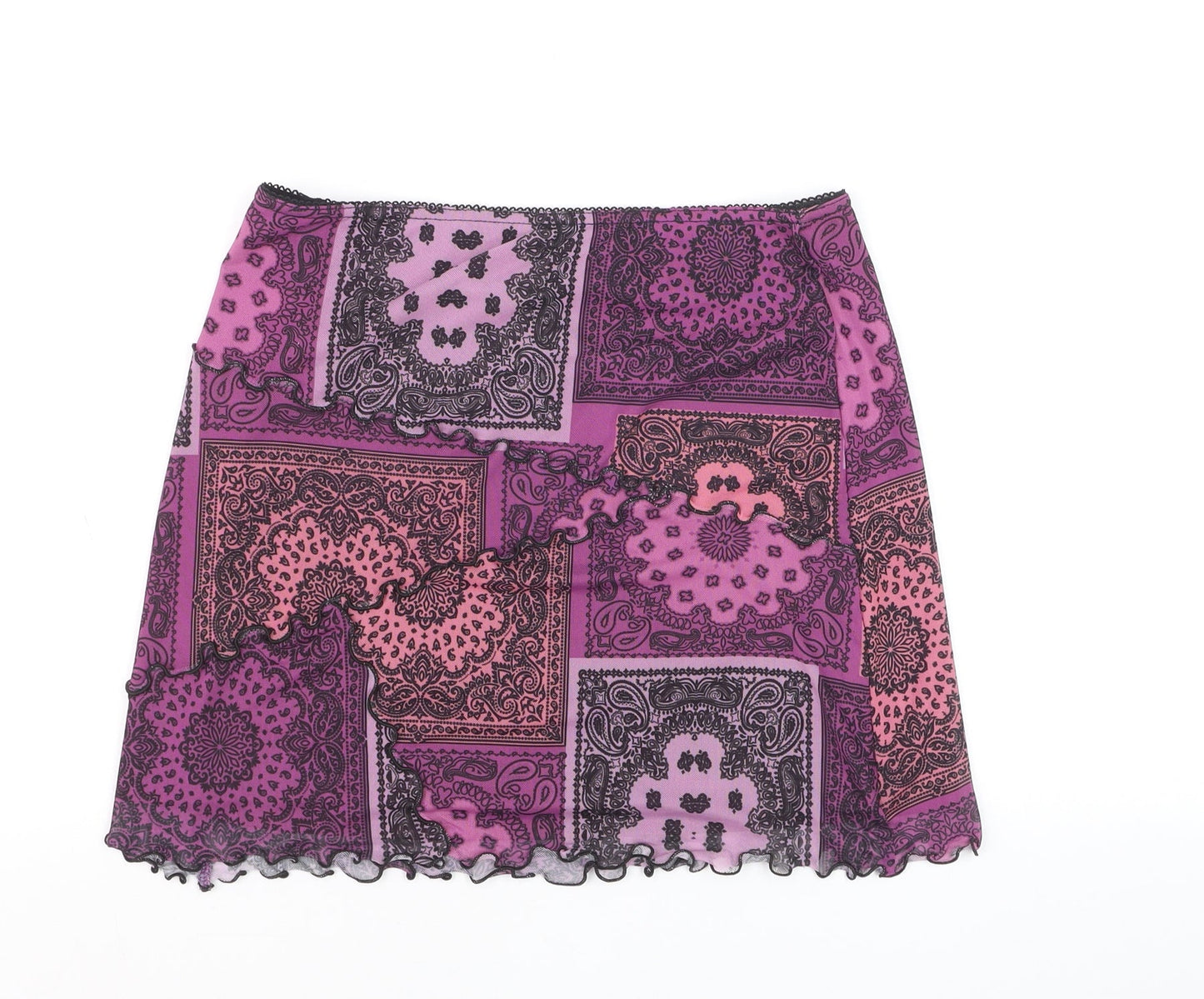 Urban Outfitters Women's Purple Paisley Mini Skirt M Stretch Retro