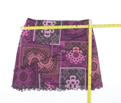 Urban Outfitters Women's Purple Paisley Mini Skirt M Stretch Retro