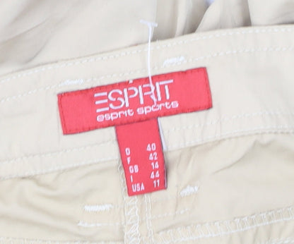 Esprit Women Beige Capri Trousers Size 14 Belted Lightweight Casual