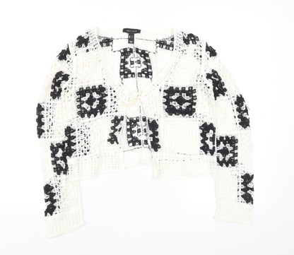 New Look Women's Black & White Crochet Open Knit Cardigan Size S