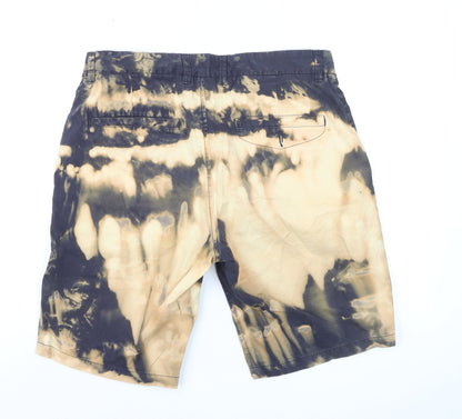 Next Men's Beige Black Tie-Dye Chino Shorts Size 34 Regular Fit
