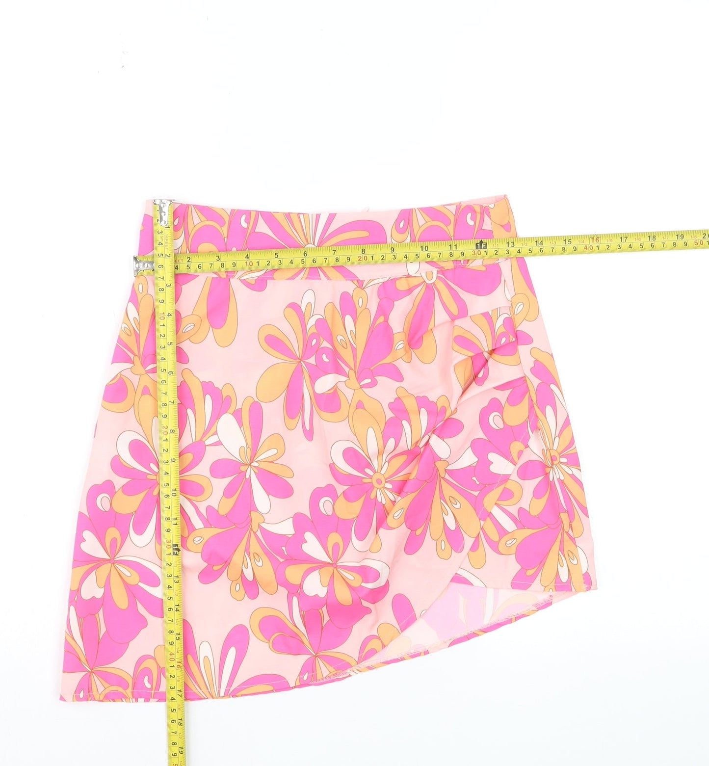PrettyLittleThing Women’s Pink Floral A-Line Short Skirt Size 8