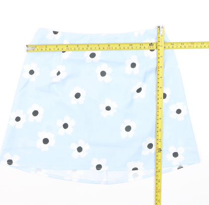 Princess Polly Women's Blue Floral A-Line Mini Skirt Size 6