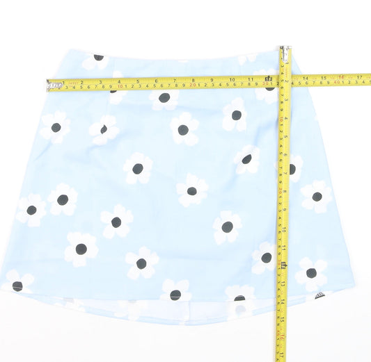 Princess Polly Women's Blue Floral A-Line Mini Skirt Size 6
