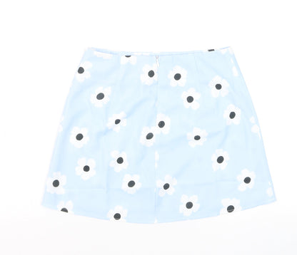 Princess Polly Women's Blue Floral A-Line Mini Skirt Size 6