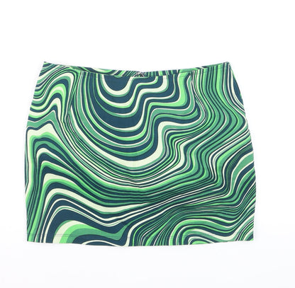 Motel Women Green Geometric Mini Pencil Skirt Size S